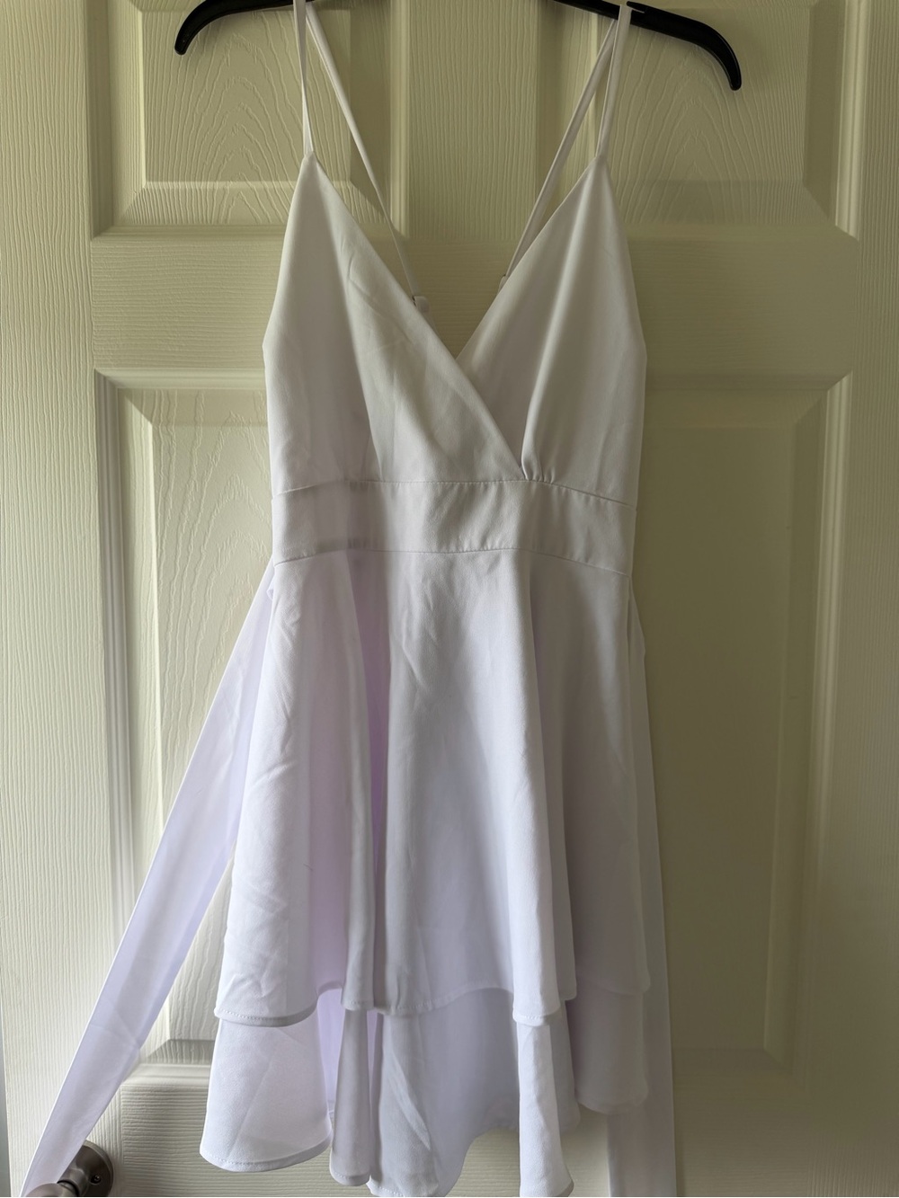 White Spaghetti Strap V-Neck Layered Dress
